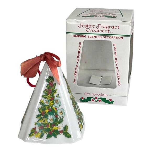 VTG Jasco Festive Fragrant ORNAMENT 3.5" Holiday Decor Holly Berry Trees In Box - Picture 5 of 5